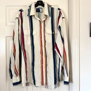 Wrangler Brushpopper X-Long Tails Striped White XL 17.5 - 36 Vintage Western